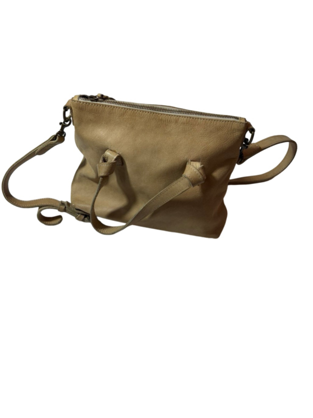 ABLE FashionABLE Ethiopia Taupe Leather Convertible Tote Crossbody Bag Handmade